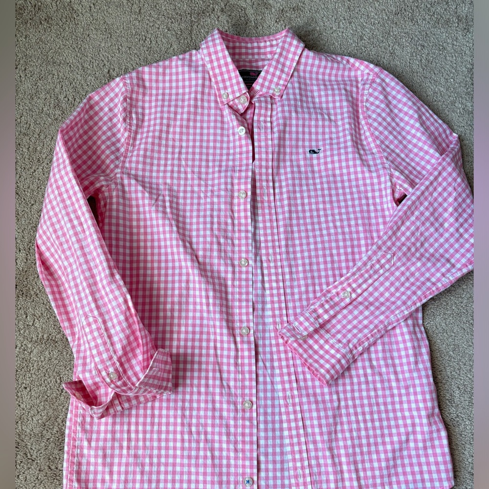 Vineyard Vines Pink & White Gingham Button-Down Shirt